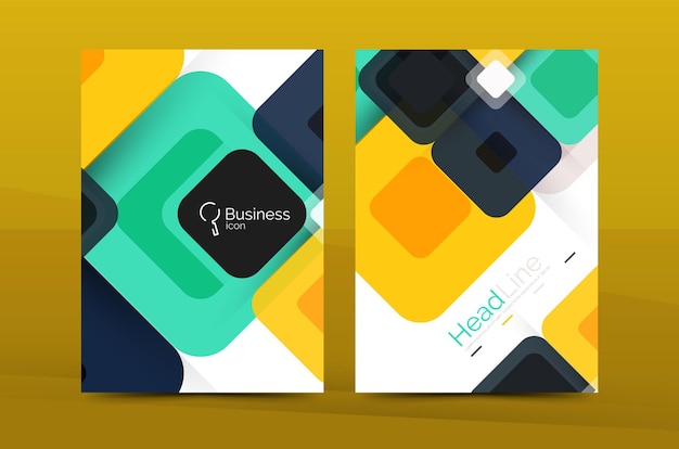 Plantilla de impresión corporativa de fondo abstracto de negocios cuadrados