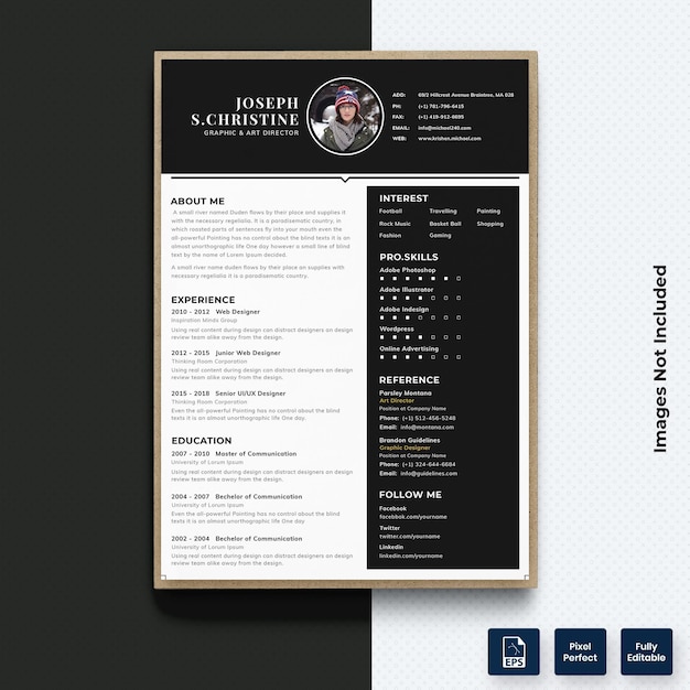 Plantilla de impresión de currículum vitae profesional vector premium
