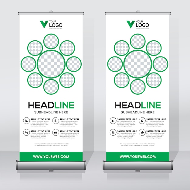 Plantilla de impresión de diseño de banner enrollado