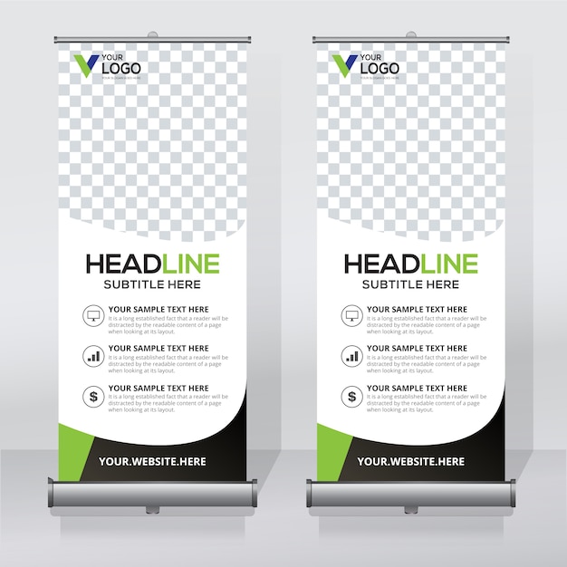 Plantilla de impresión de diseño de banner enrollado