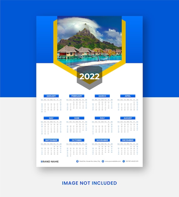 Plantilla de impresión de diseño de calendario de pared moderno 2022