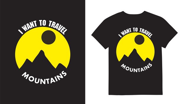 Plantilla de impresión de diseño de camiseta de cotizaciones de tipografía de montaña