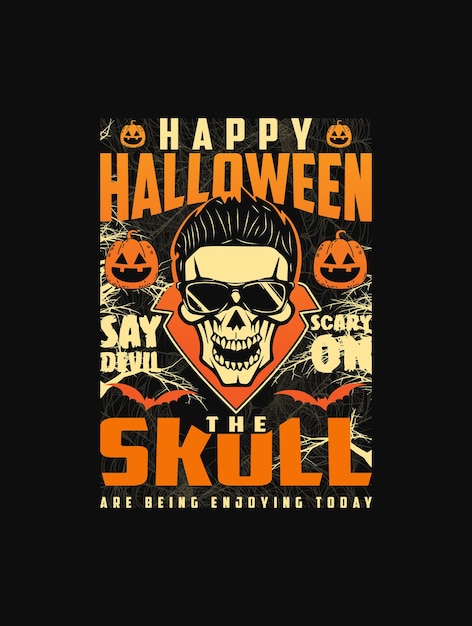 Vector plantilla de impresión de ilustración de diseño de camiseta del día de halloween