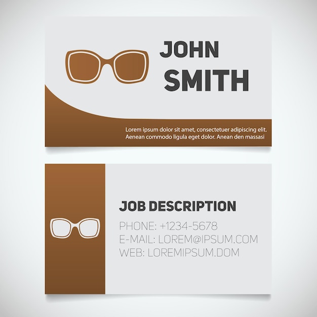 Plantilla de impresión de tarjeta de visita con logotipo de gafas de sol
