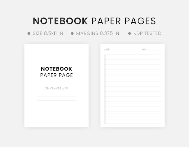 Plantilla para imprimir páginas de papel forrado para cuadernos