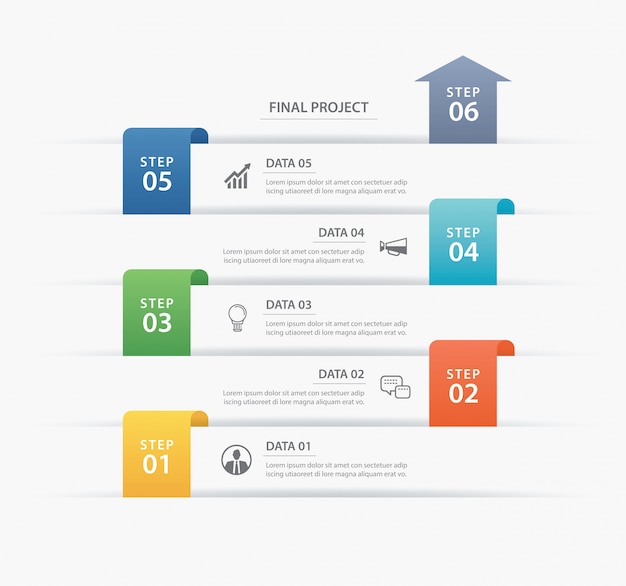 Plantilla de índice de papel de ficha de línea de tiempo de infografía de datos.