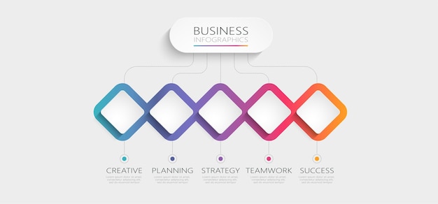 Plantilla de infografía 3d abstracto degradado con opciones para folleto