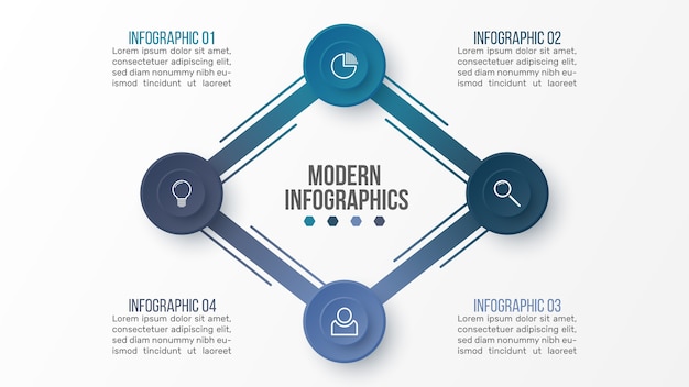 Plantilla de infografía 3d. visualización de datos comerciales. elementos abstractos. concepto creativo para infografía.