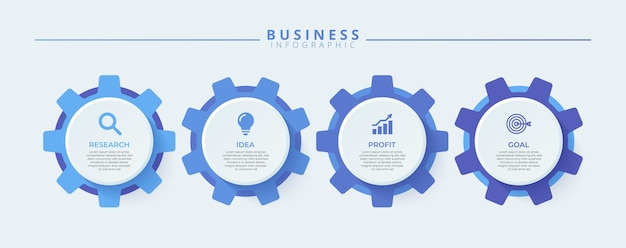 plantilla de infografía con 4 pasos con iconos diseñados para conceptos de negocio