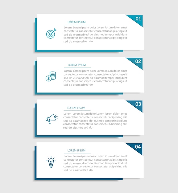 Plantilla de infografía con 4 pasos.
