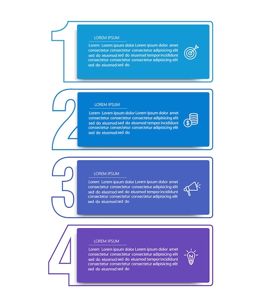 Plantilla de infografía con 4 pasos.