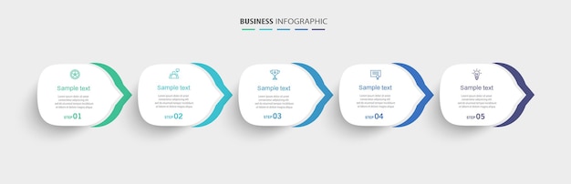Plantilla de infografía con 5 opciones o pasos.