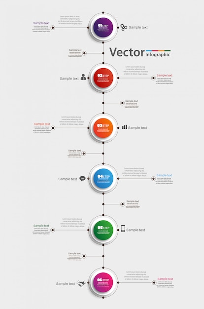 Plantilla de infografía con 6 pasos para el éxito