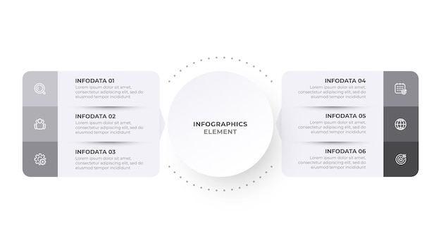 Vector plantilla de infografía abstracta concepto de negocio con iconos y 6 opciones de pasos o procesos