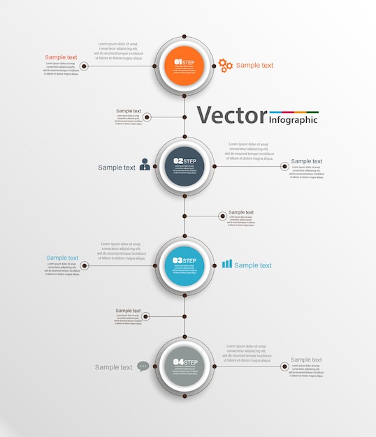 Plantilla de infografía abstracta con cuatro pasos para el éxito