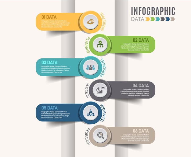 Plantilla Infografía Abstracta Proceso Negocio Pestañas Geométricas Modernas Elegantes