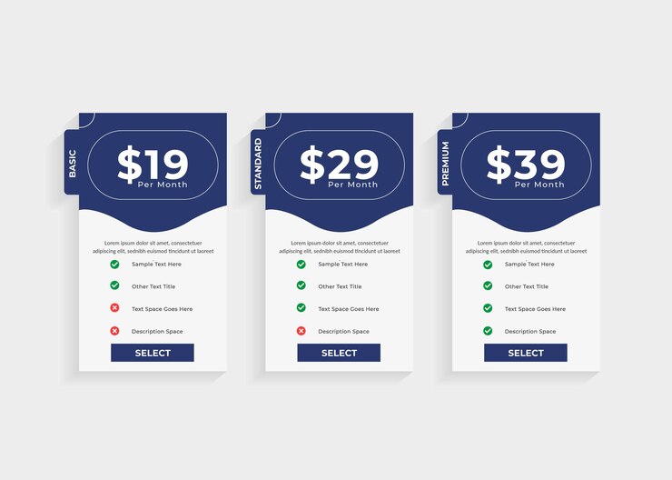 Vector plantilla de infografía de banners de plan de precios