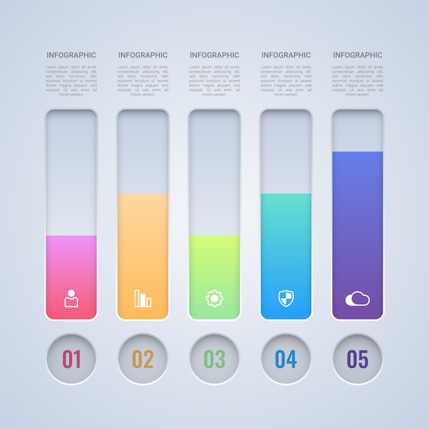 Plantilla de infografía de barra de colores de 4 pasos