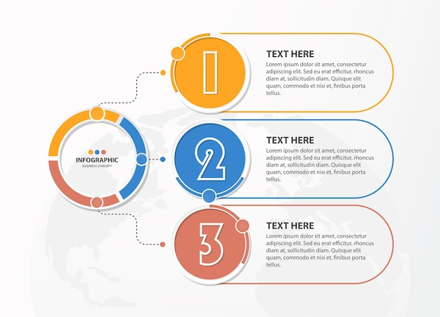 Plantilla de infografía básica con proceso de 3 pasos o gráfico de proceso de opciones