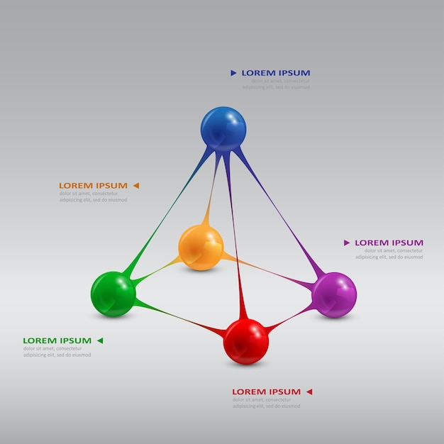 Plantilla de infografía con bolas de colores