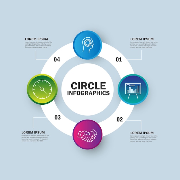 Plantilla de infografía circular de negocios con cuatro rondas