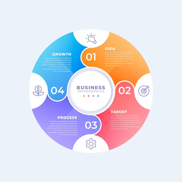 Vector plantilla de infografía circular de negocios profesionales
