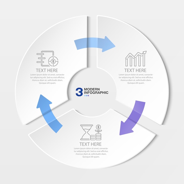 Plantilla de infografía circular con proceso de 4 pasos o gráfico de proceso de opciones Utilizado para el proceso