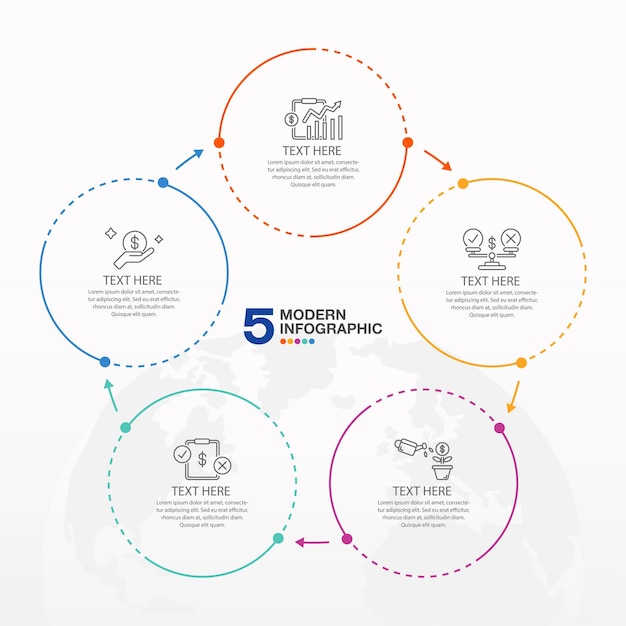 plantilla de infografía circular con proceso de 9 pasos o gráfico de proceso de opciones