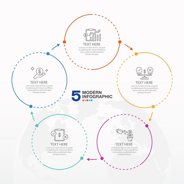 Plantilla de infografía circular con proceso de 9 pasos o gráfico de proceso de opciones