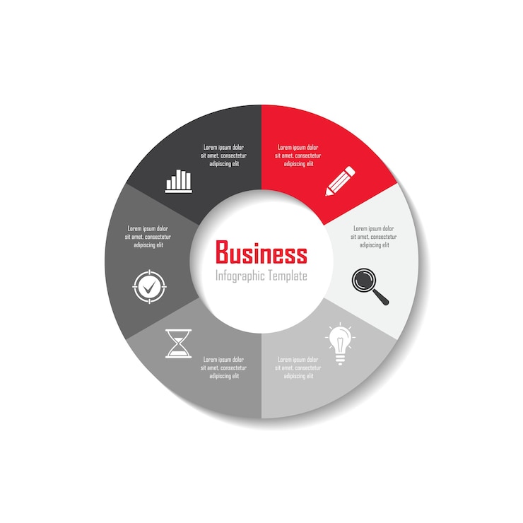 Vector plantilla de infografía de círculo para diagrama de ciclo gráfico o diseño web concepto de negocio