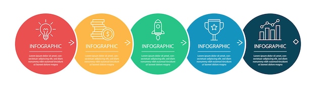 Vector plantilla de infografía de círculo de línea de tiempo 5 opciones o pasos vector