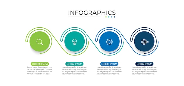plantilla de infografía de círculo de negocios iconas infográficas de línea de tiempo con 4 opciones