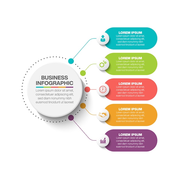 Plantilla de infografía de círculo de negocios de presentación