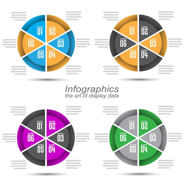 Plantilla de infografía de colección para la visualización y clasificación de datos y estadísticas modernas