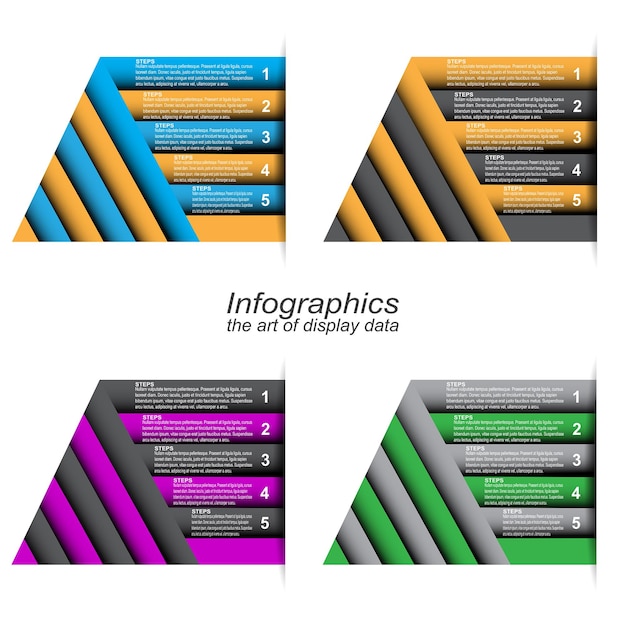 Plantilla de infografía de colección para la visualización y clasificación de datos y estadísticas modernas