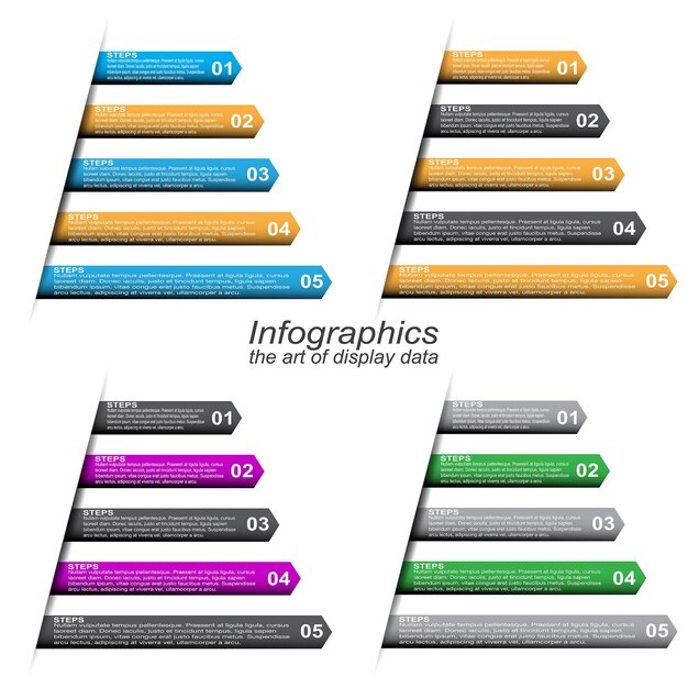 Plantilla de infografía de colección para la visualización y clasificación de datos y estadísticas modernas