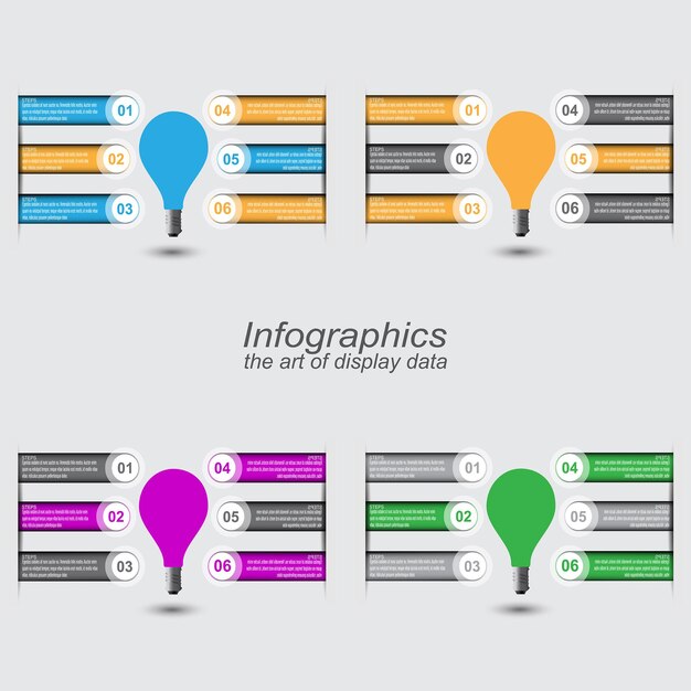 Plantilla de infografía de colección para la visualización y clasificación de datos y estadísticas modernas