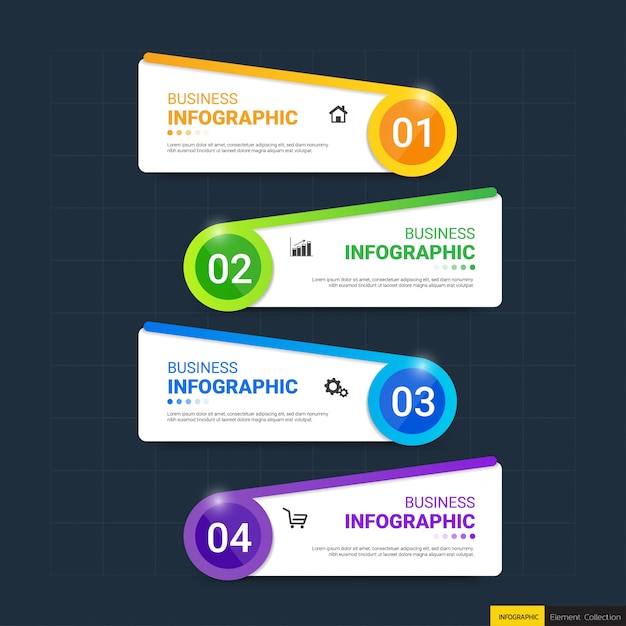 Plantilla de infografía colorida con 4 pasos