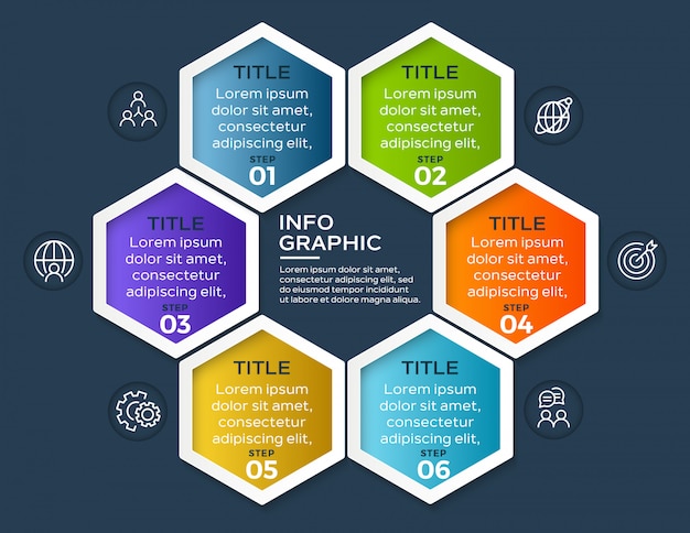 Plantilla de infografía colorida de 6 pasos