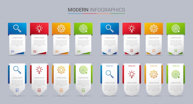 Plantilla de infografía colorida línea de tiempo con 4 pasos