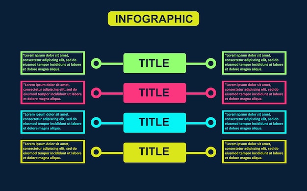 Plantilla de infografía colorida en versión vertical oscura