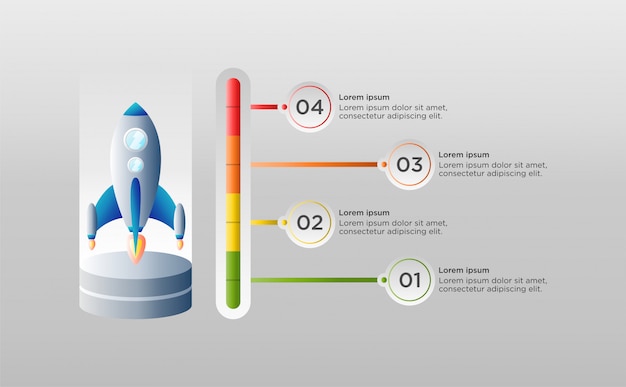 Plantilla de infografía colorido con nave espacial