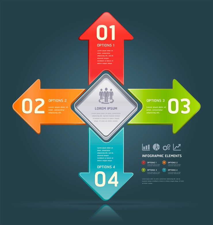 Vector plantilla de infografía colorido opciones de número.