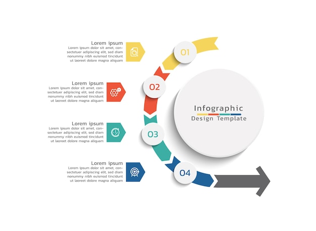 Plantilla de infografía comercial circular de presentación para diseño de fondo con 5 pasos