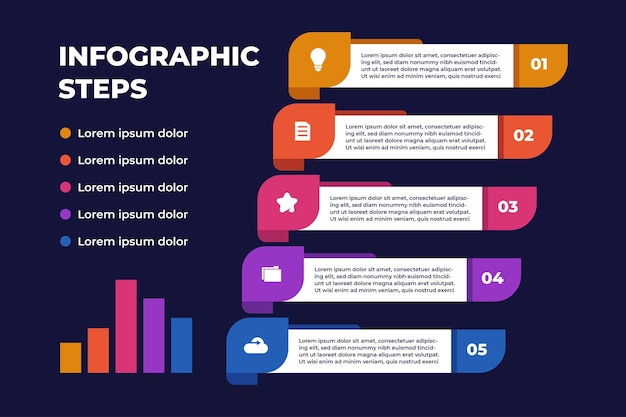 Plantilla de infografía comercial de lista plana colorida