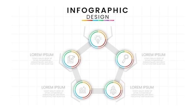 Plantilla de infografía para el concepto de círculo empresarial con 5 pasos