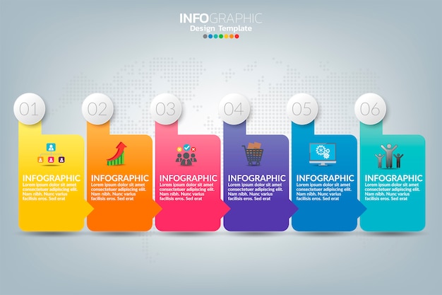 Plantilla de infografía con concepto de iconos de marketing digital.