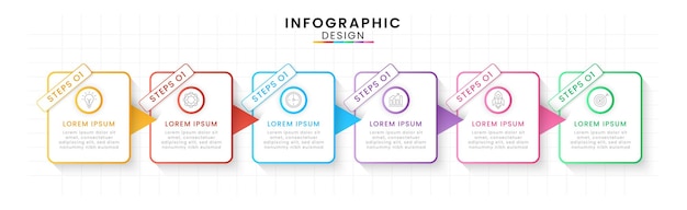 Plantilla de infografía para el concepto de línea de tiempo empresarial con 6 pasos