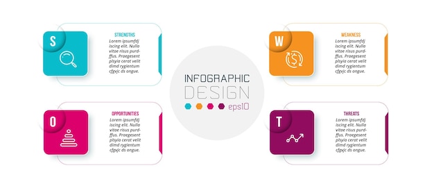 Plantilla de infografía de concepto de negocio con análisis foda