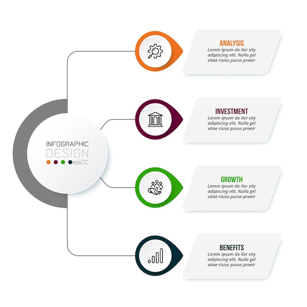 Plantilla de infografía de concepto de negocio con diagrama.